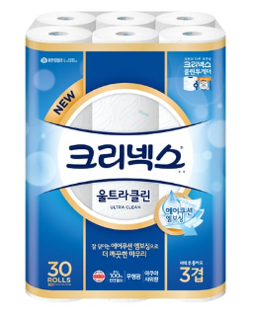 크리넥스 울트라클린 3겹(30롤) 실물 상품 이미지