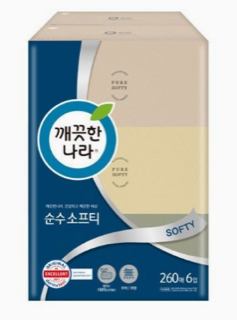 깨끗한나라 순수 소프티 미용티슈(260매*6입) 실물 상품 이미지