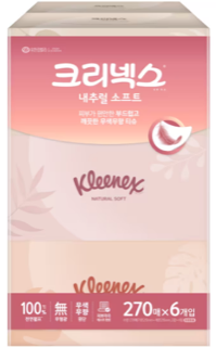 크리넥스 내추럴소프트 미용티슈(270매*6입) 실물 상품 이미지