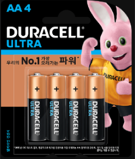듀라셀 울트라 알카라인 건전지 AA(4개입) 실물 상품 이미지
