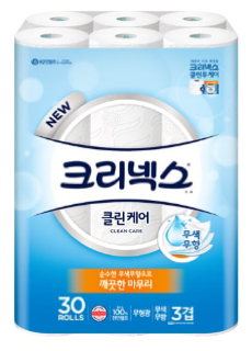 크리넥스 클린케어 3겹(30롤) 실물 상품 이미지