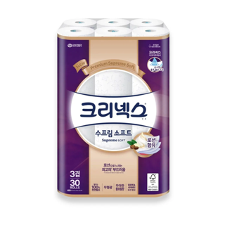 크리넥스 수프림소프트 3겹 화장지(30롤) 실물 상품 이미지